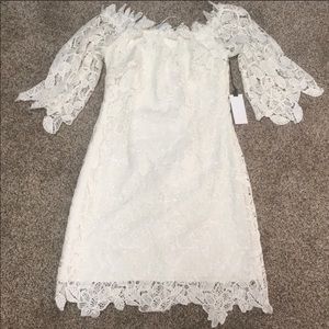 ASTR Lace Off the Shoulder White Dress
